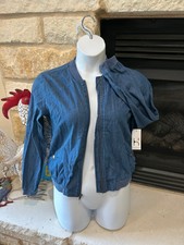 Nwt Hannah Jv1904 Blue Denim Zip Up Blouse Or Light Jacket
