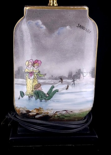 Antique Regency English Porcelain Lamp Pr Kate Greenaway Victorian Pastoral - Picture 4 of 12