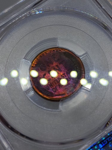 1956 Lincoln Wheat Cent PCGS MS66RB Monster Double Sided Rainbow Toned Coin - Picture 6 of 8