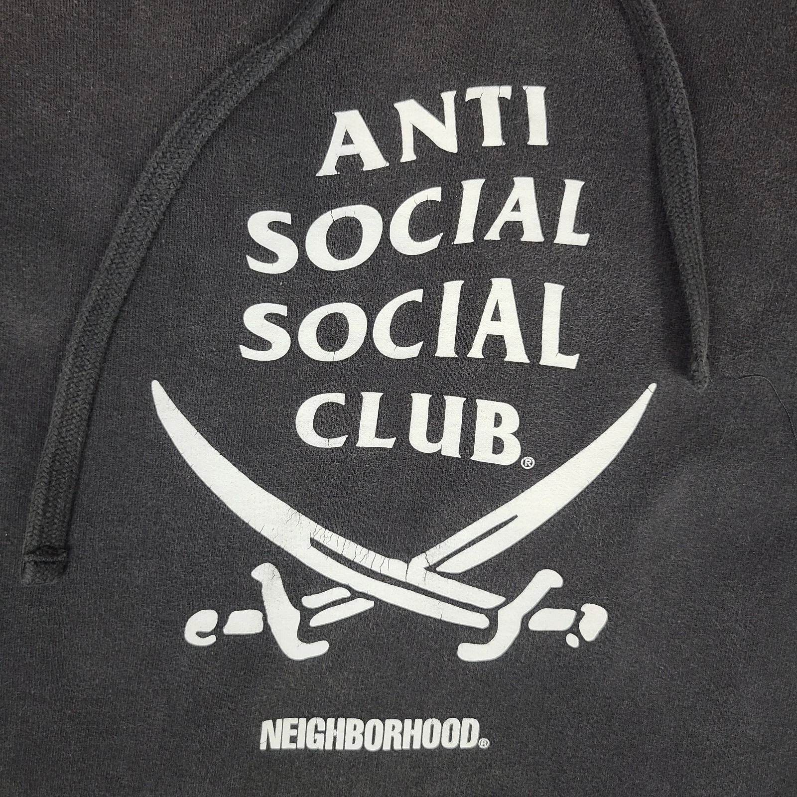A BATHING APE (BAPE) Felpa nera con cappuccio Anti Social Social Club X Quartiere taglia M streetwear ASSC