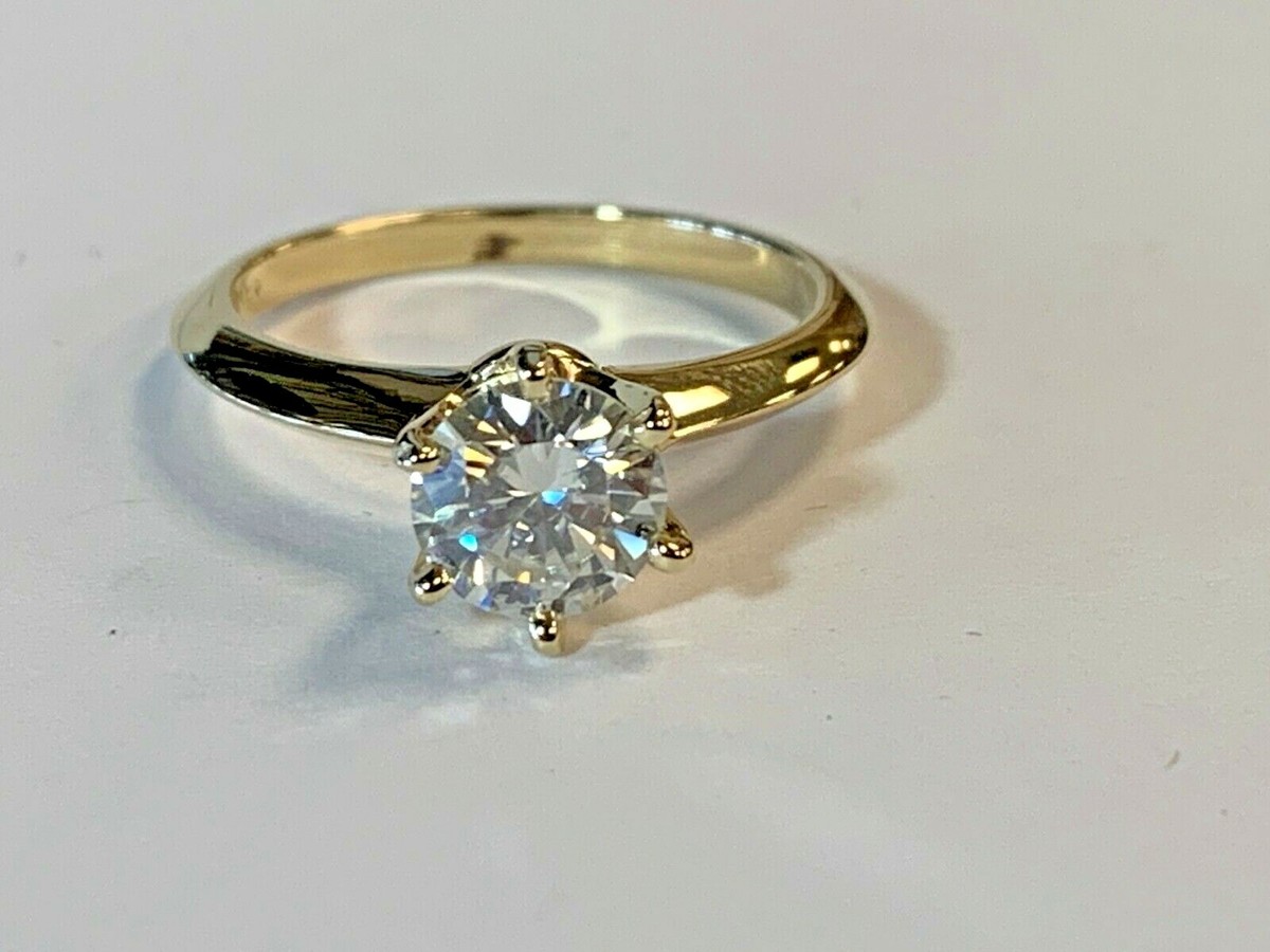 MOISSANITE ゴールドリング 18K RGP印刻 14K YELLOW GOLD .95CT MOISSANITE SOLITAIRE ENGAGEMENT RING