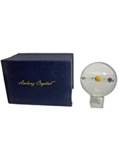 Amlong Crystal Solar System Crystal Ball Crystal Stand In Original Box 4.25"