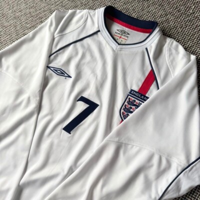 David Beckham England #7 Official Long Sleeve Jersey 2002 Size S F