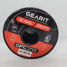 NEW GearIT Solid THHN Wire 100% OFC Electrical Building Wire 100FT 10AWG BLACK