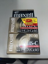 2 Pack Maxell VHS-C TC-30 HGX-Gold Premium High Grade Video Camcorder Tapes