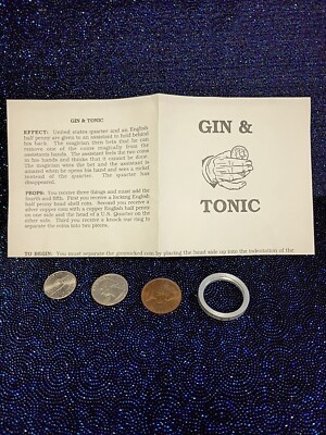 Gin & Tonic Coin Trick Vintage (precision gimmick coins & Bang Ring) Magic Trick