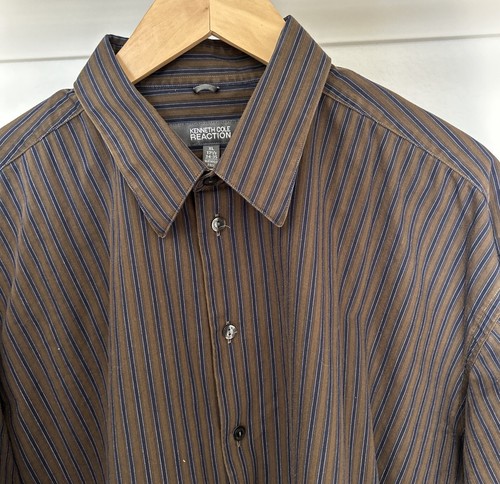 Kenneth Cole Reaction Men’s XL 17 1/2 34/35 Long Sleeve Striped Button Up Shirt - Picture 9 of 9