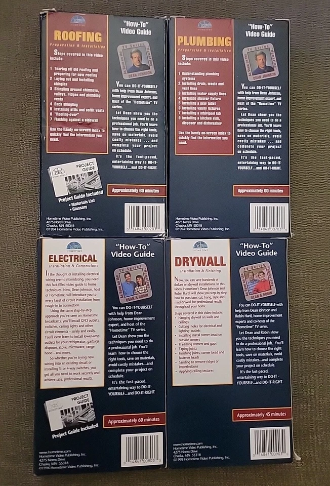 4 Dean Johnson PBS Hometime How To VHS Tapes ELECTRICAL Drywall ROOFING Plumbing Foto 2 de 3