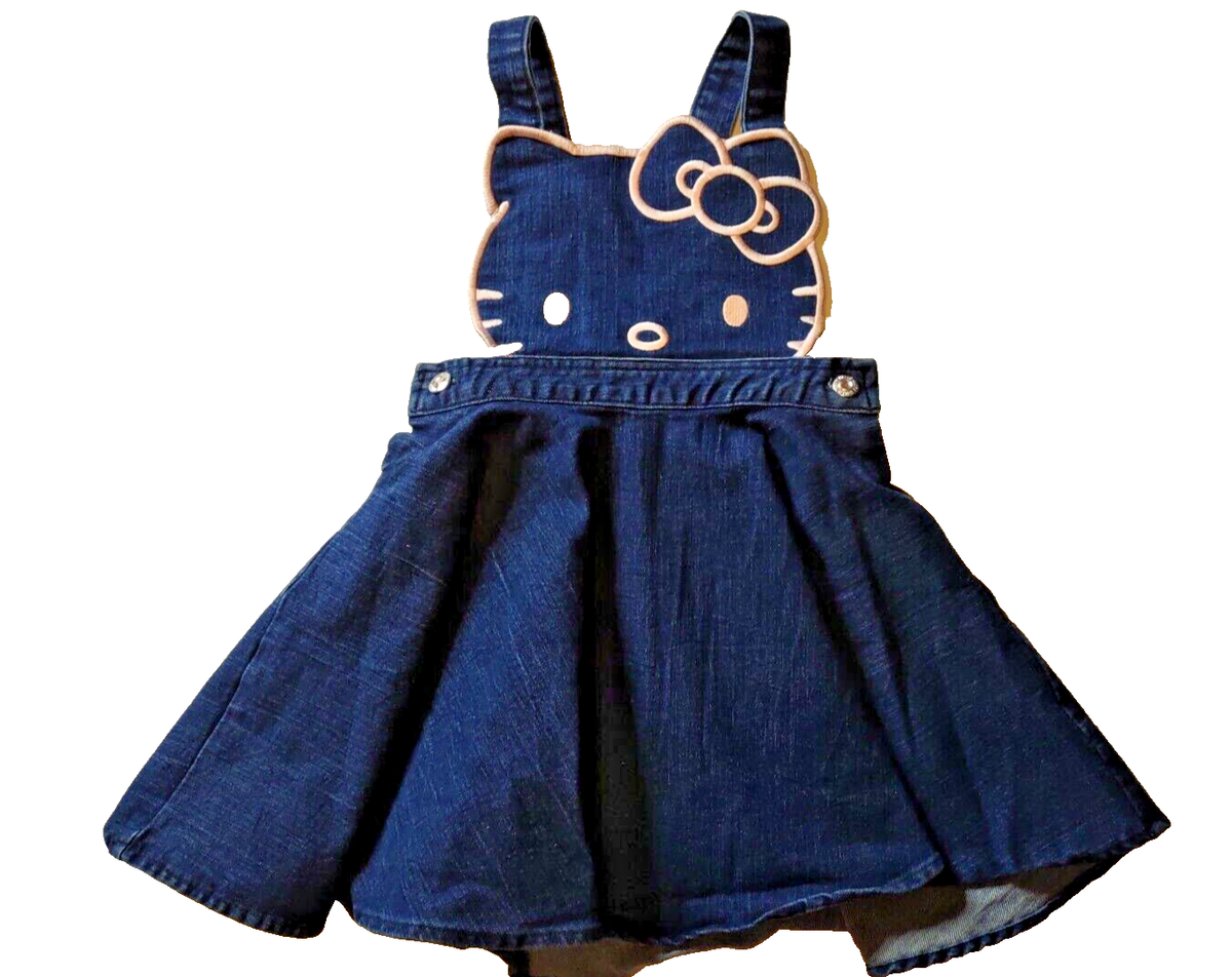 Hello Kitty Girl’s Sanrio Denim Jumper Dress Size Adorable