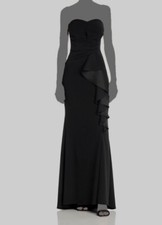 Aqua Women Black Strapless Ruffle Sweetheart Sleeveless Gown Dress Size 0