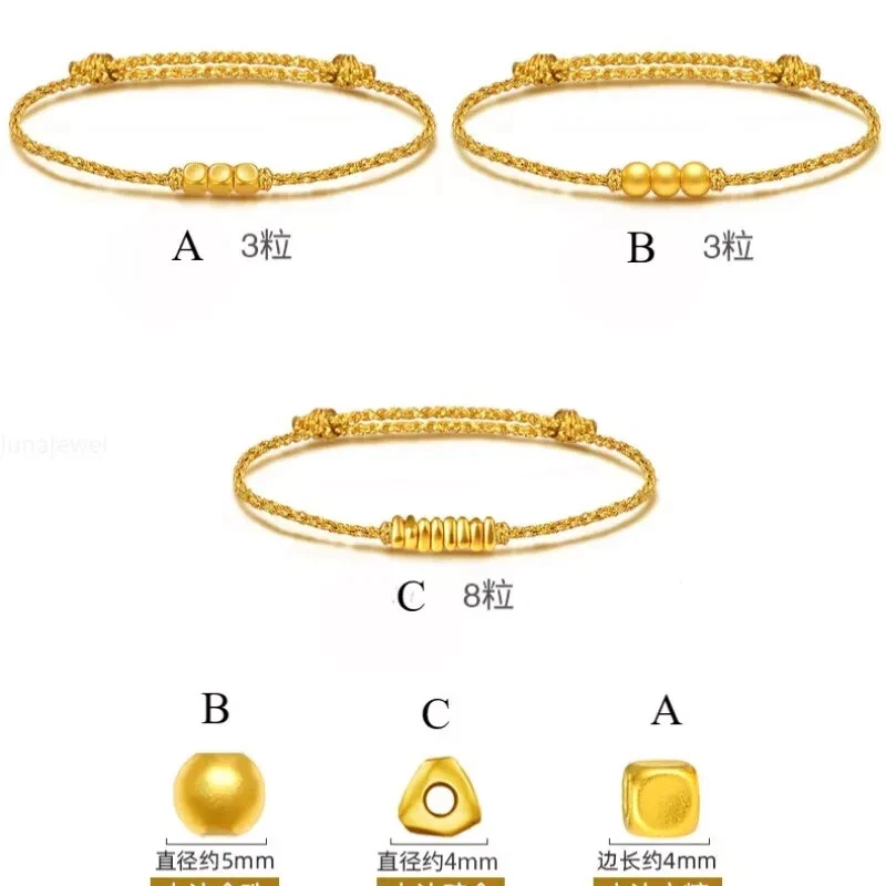Brazalete brazalete tejido cuentas cuadradas de oro amarillo puro 999 24k para mujer y hombre hecho a mano Foto 2 de 4