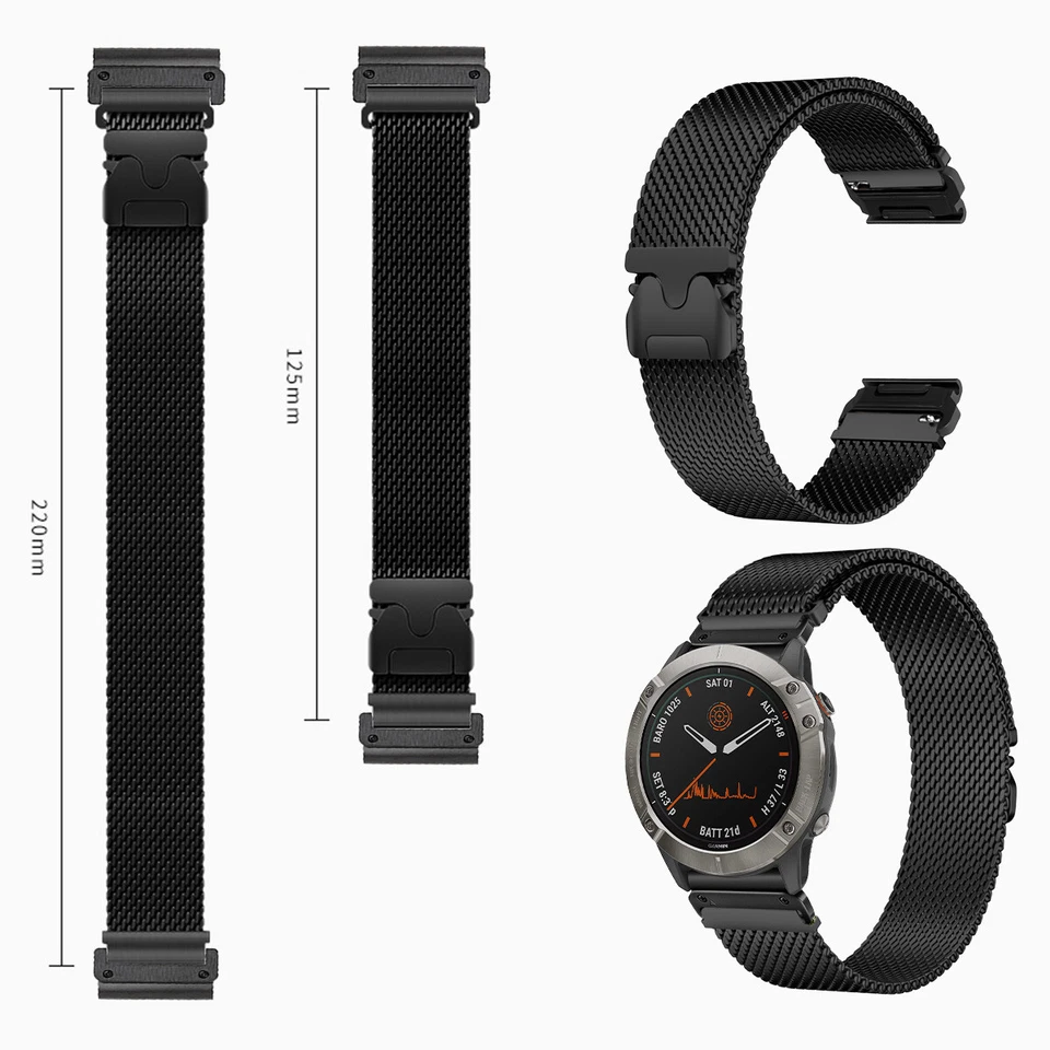 Correa metálica magnética para Garmin Fenix 8 47 mm 51 mm 7 7x 6 6X Pro 5X 5Plus banda Foto 3 de 4