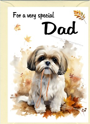Shih Tzu Hund leere Karte (6'' x4'') - für Papa, ideal für jeden Anlass, Vatertag