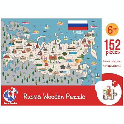 Russia Map Wooden Jigsaw Puzzle for Children and Adults - 152-Piece