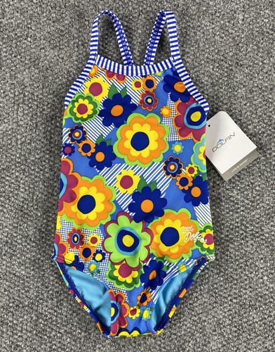 Dolfin Girls One Piece Swimsuit Flower Power Size 5