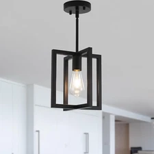 1-Light Black Ceiling Light Fixture Semi Flush Mount, Rustic Vintage Retro Ceili