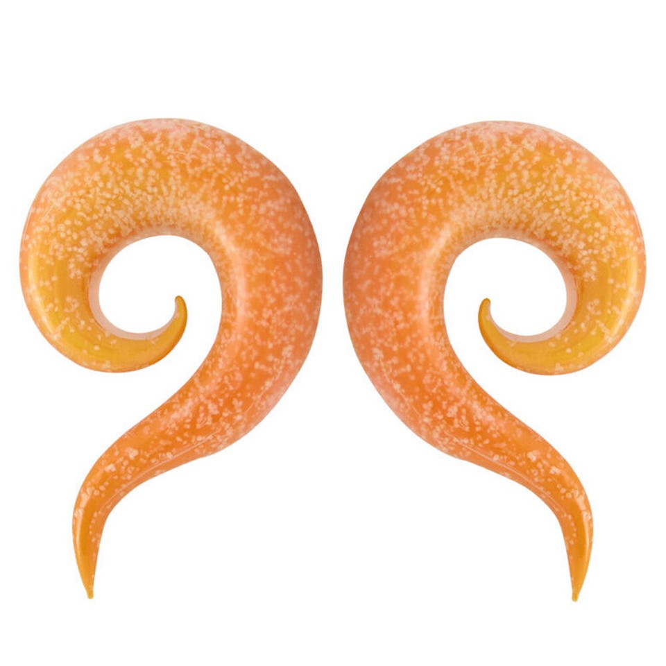 Twisted Orange Glass Glow In The Dark Ear Tapers Plugs 8G to 5/8in Sold in Pairs