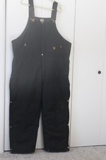 Vtg Carhartt Quilt Lined Overall Bibs 50x29 Double Knee Distressed Black USA