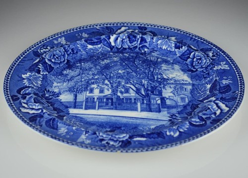 WEDGWOOD BLUE "WADSWORTH-LONGFELLOW HOUSE" PORTLAND ME. PLATE 1918 - 9 1/4" - Picture 7 of 7