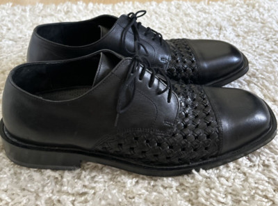 Salamander City Echtleder schwarz gewebt Schnürschuhe Brogues Schuhe formell UK 8,5