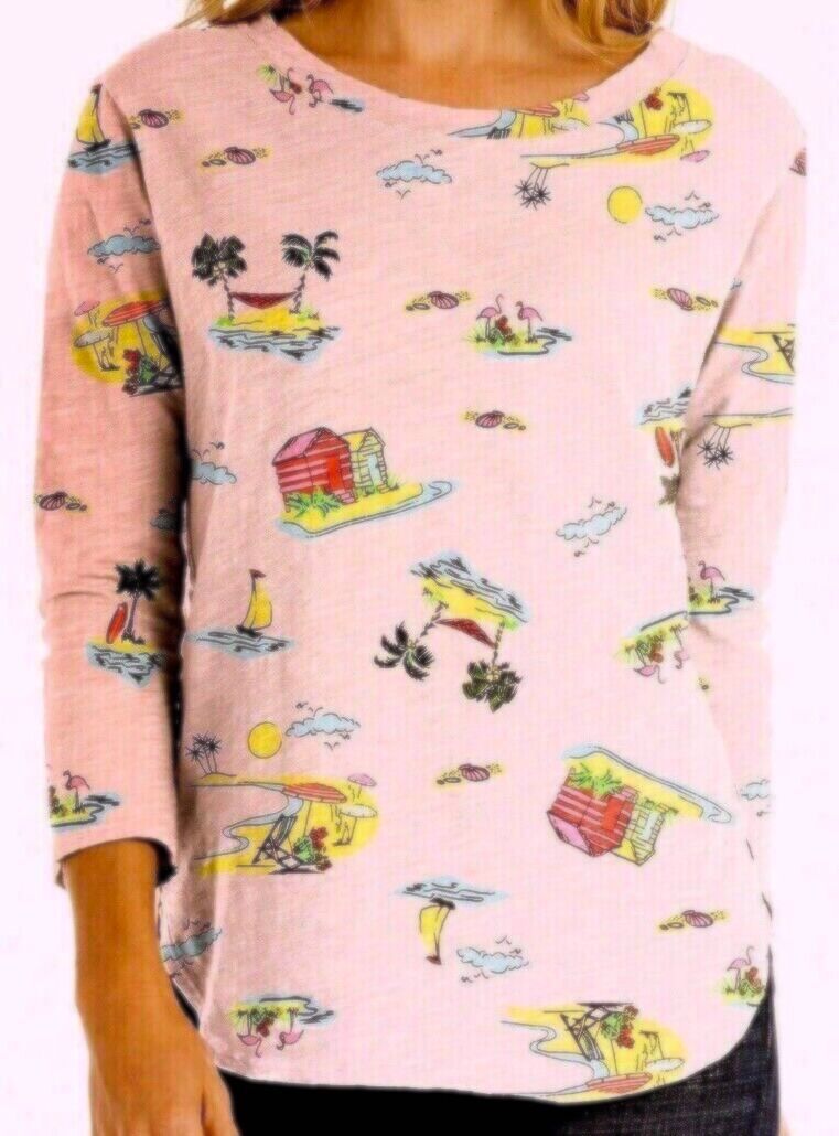 Top camicia cotone nuova con etichette FRESH PRODUCT rosa blush Beachy Keen Catalina S Ret $69