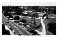 Sacramento California CA Sutters Fort Aerial View Museum 1930s Postcard