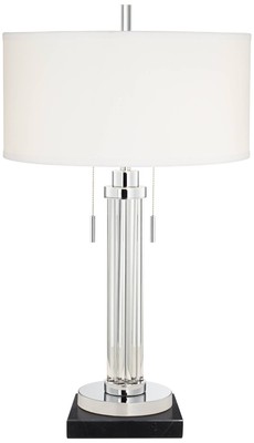 Cadence Modern Table Lamp with Square Black Riser 30'' Tall Glass Rod for Bedroom