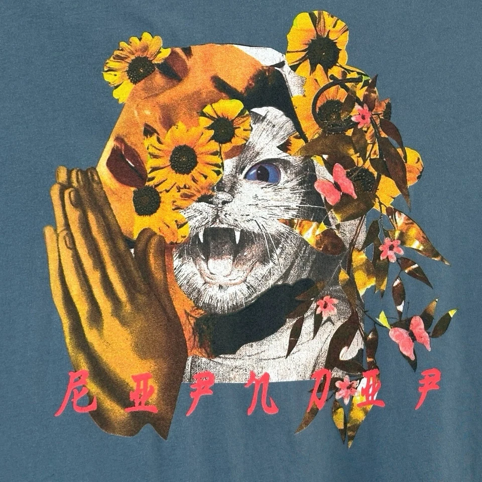 Rip n Dip Skate T-Shirt Mens Large Cat Praying Graphic Blue Skateboarding Tee - Image 4 of 4