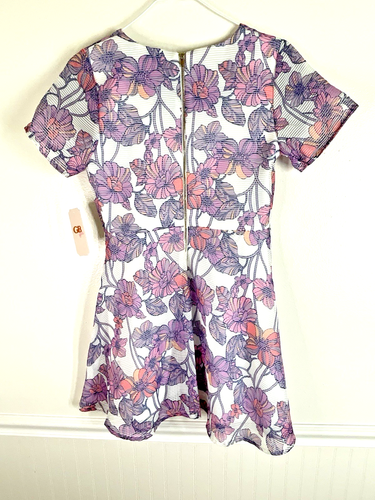 GB Girls Spring Summer Dress Lavender Floral Overlay Lined Big Girls Size 14 - Picture 3 of 5