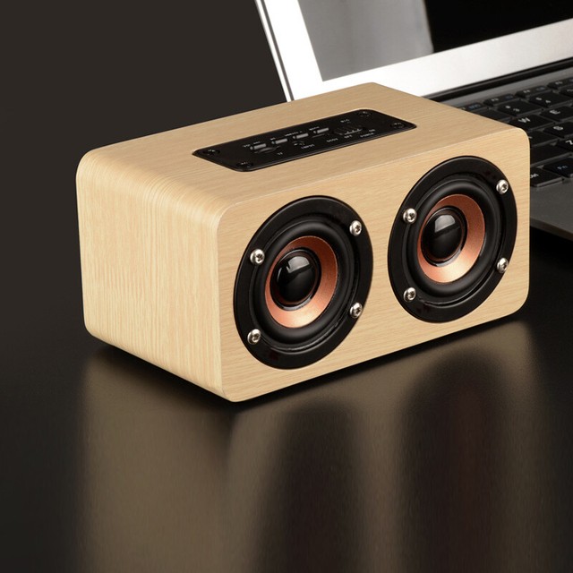 wooden stereo speakers