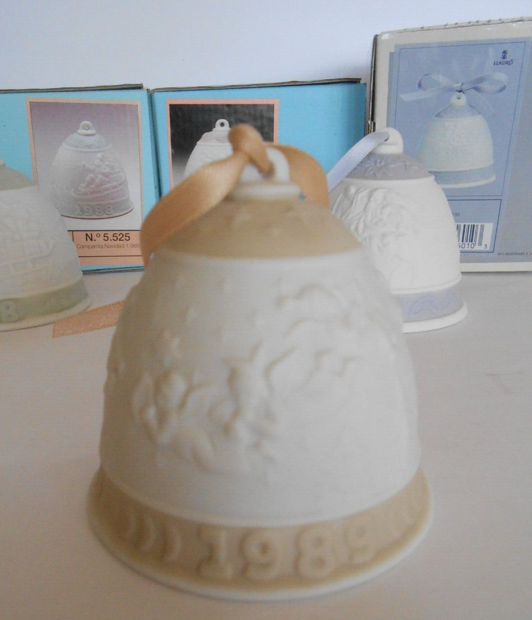 Lot Of Four Lladro Christmas Bells in Original Boxes 1987, 1988, 1989