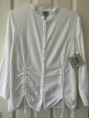 LUNN White Cotton Blouse Ladies Medium Brand New 