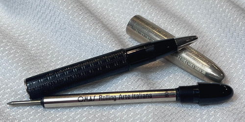 Omas Italy S2001 Rolling Ball Point Pen Guilloché Barrel W/ Sterling Silver Cap - 第 7/17 張圖片