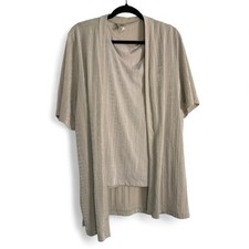 Vintage C.O.C U.S.A. XL Shimmer Ribbed Two-Piece Set: Open Cardigan  Tank Top