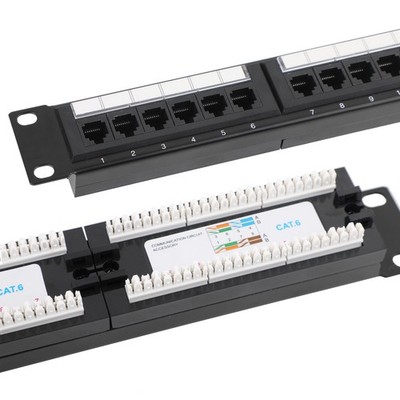 19'' Patchpanel Verteilerfeld Cat6 Keystone Jack 24-Port 1HE   Netzwerkschrank
