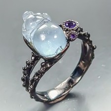 Handmade 5 ct Natural Aquamarine Ring 925 Sterling Silver Size 7.5 /R468394