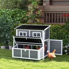 PawHut 39" Wooden Chicken Coop with Nesting Box, Tray, for 4-6 Chickens