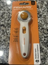 Fiskars 45mm Rotary Cutter for Fabric, Premium Steel Stick Fabric Cutter Cuts