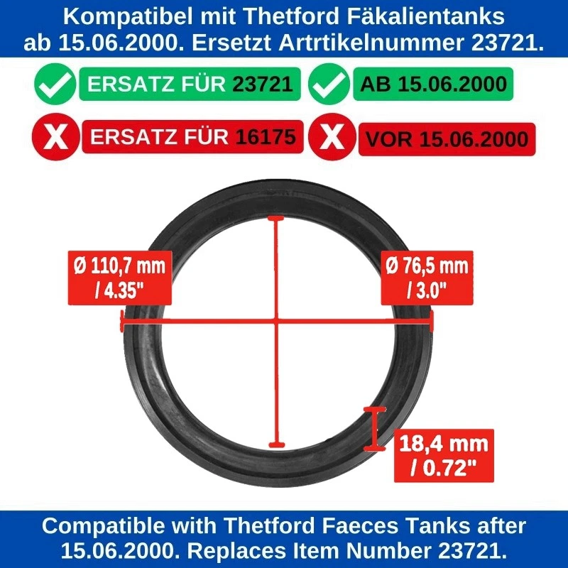Schieberdichtung für Thetford C2, C3, C4, C200, C250, C260, C400, C500 ab 6/2000 - Bild 3 von 4