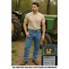 Real Work Wear Men Jeans 36X31 Straight Leg Mid Rise Rancher Farmer Cowboy