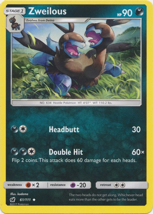 Zweilous - 61/111 - Uncommon (Lp) Crimson Invasion - Darkness Pokémon