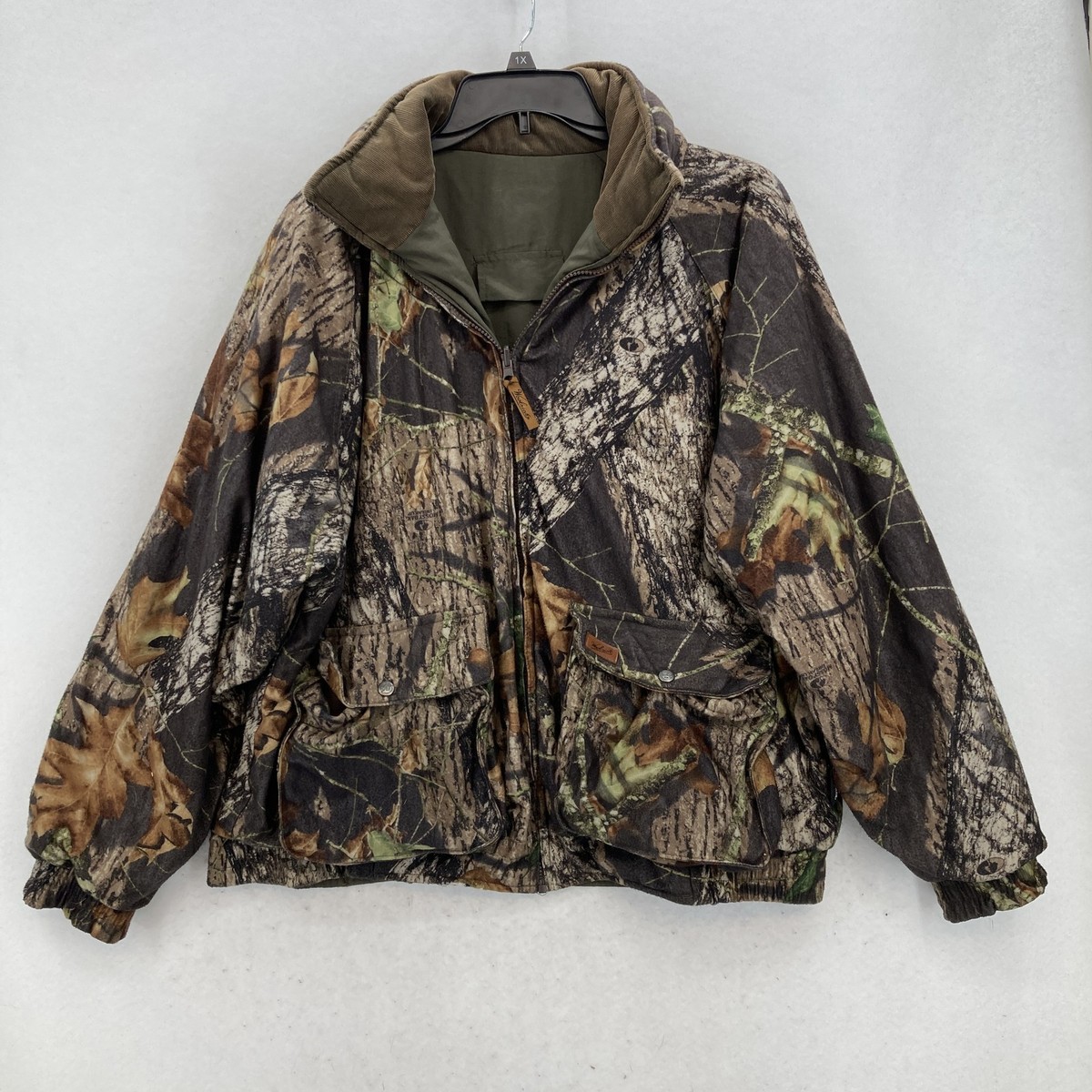 Woolrich Jacket Mens XL Camouflage Green Reversible Hooded Outdoor 