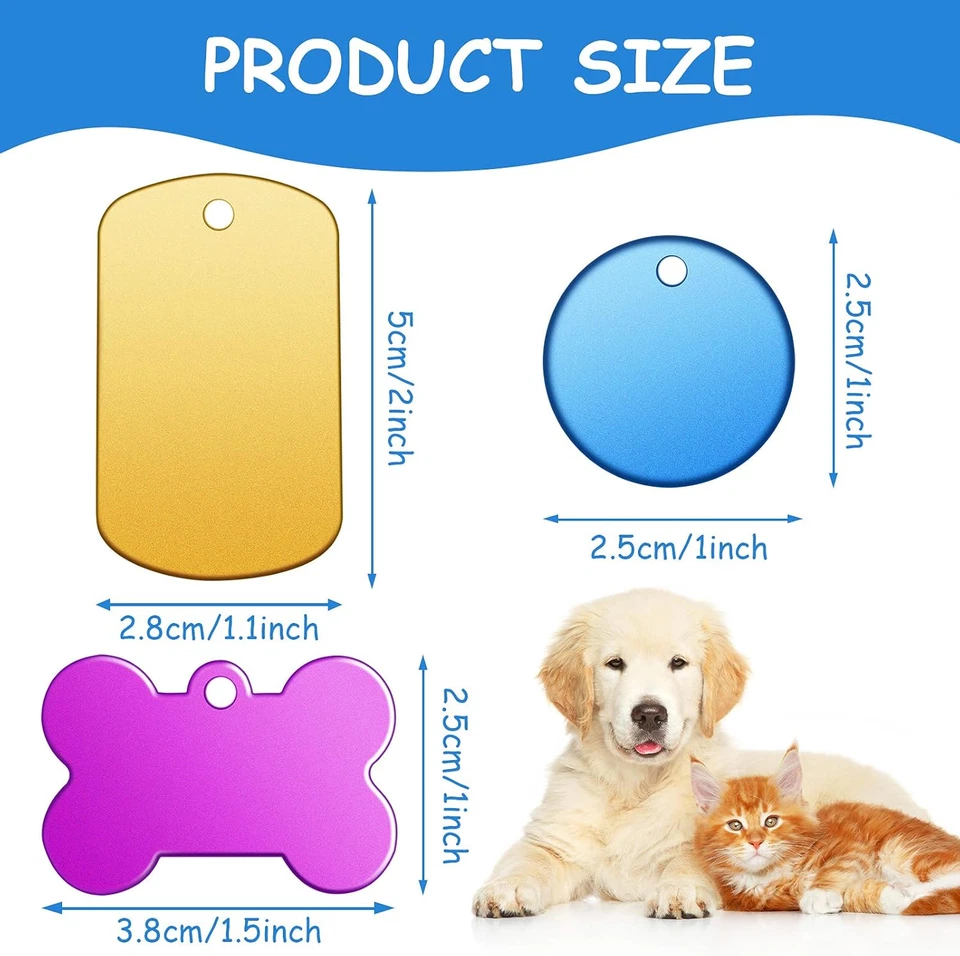 60 Pieces Colorful Blank Dog Tags Hand Personalized Blank ID Tags Aluminum Round - Image 2 of 4