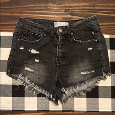 RSQ Jean shorts black distressed 1 25 vintage high rise