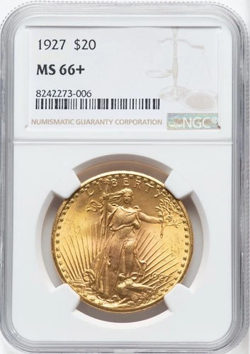 1927 $20 Saint-Gaudens Gold Double Eagle NGC MS-66+ *LUMINOUS PEACH-GOLD LUSTER*