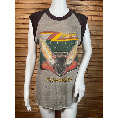 Camisa De Colección 1983 ZZ Top Eliminator Tour Distressed Corte Raglán Años 80 Rock M - Imagen 7 de 9