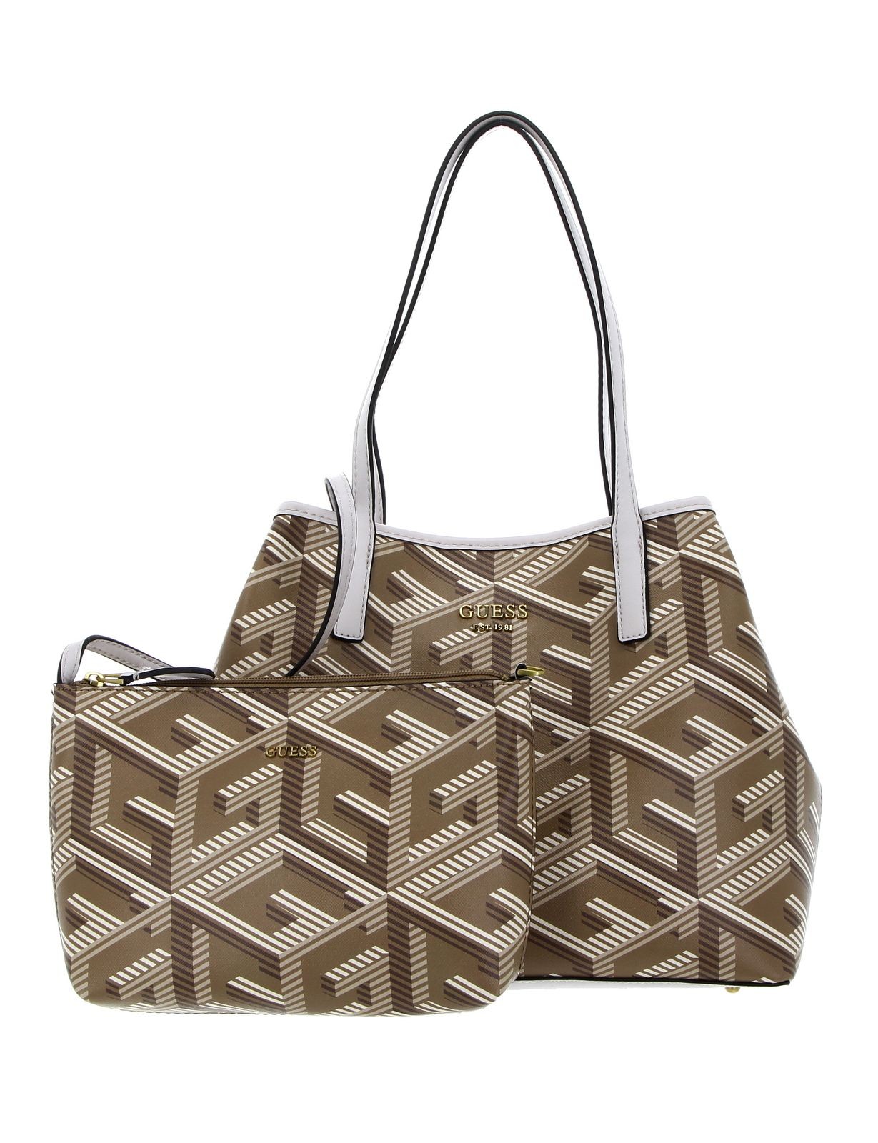 GUESS shoulder bag Vikky Large Tote Taupe Logo