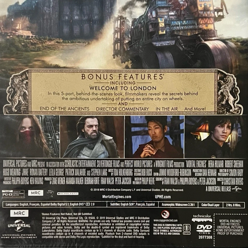 Mortal Engines (DVD, 2018) - NEW SEALED - Image 3 of 3