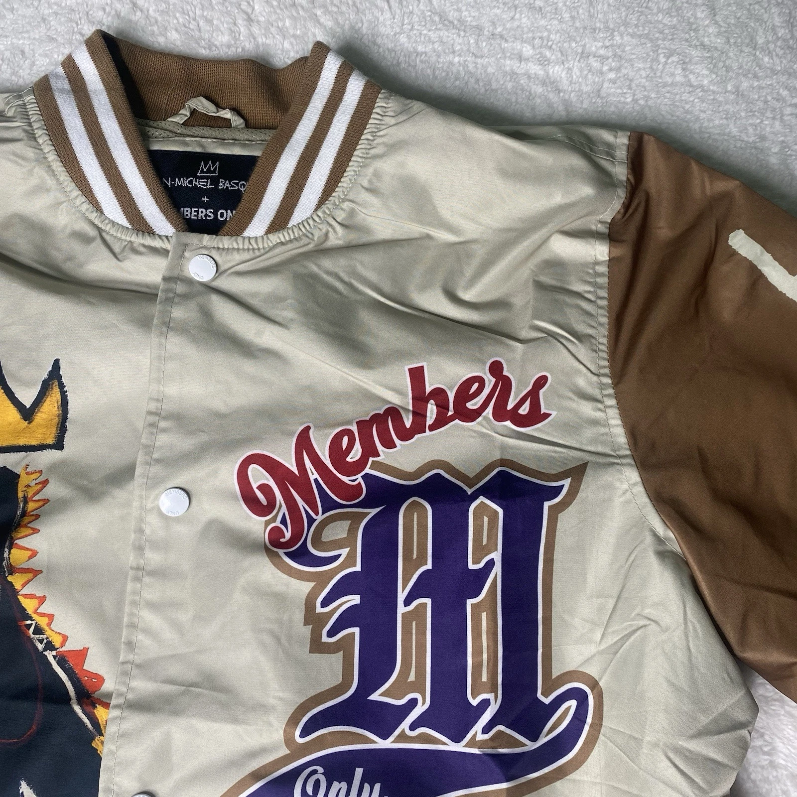 Jean Michel Basquiat X Members Only Mona Lisa Mens XL Varsity Bomber Jacket NWT