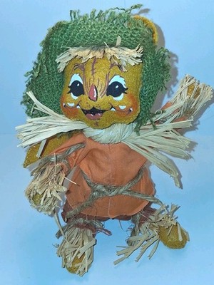 ANNALEE SCARECROW HARVEST MOUSE 6'' Raffia hair burlap hat  outfit EC 2007 Cute!